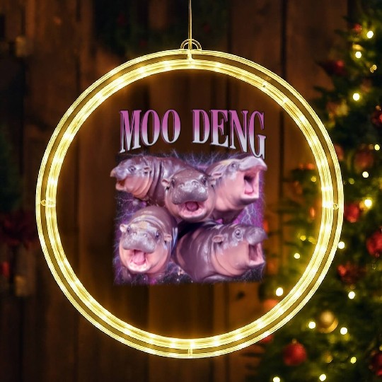 I Love Moo Deng Bootleg I love you Bouncy Pig LED Christmas Window Lights