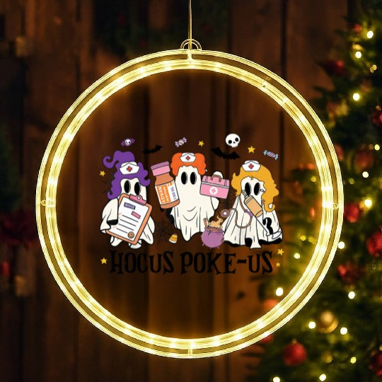 Hocus Poke Us Funny Ghost Vintage Halloween LED Christmas Window Lights
