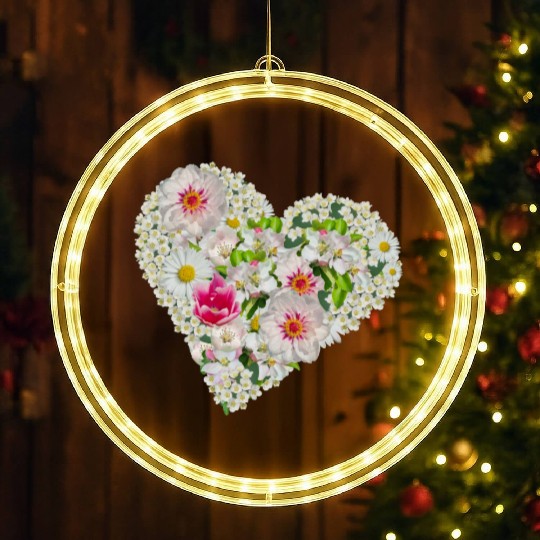 heart of flowers blossoms daisy tulip pink peony LED Christmas Window Lights