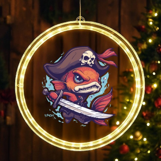 Captain Goldfish the Fish Pirate LED Christmas Window Lights