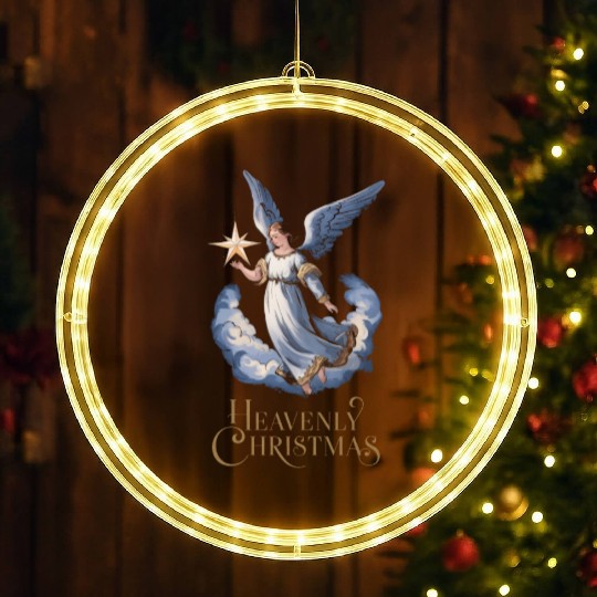 Heavenly Christmas Angel with Star Holiday Art LED Christmas Window Lights