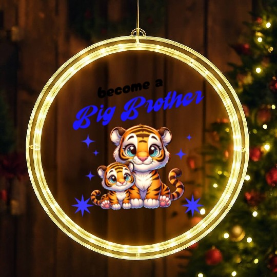 Soon I'll Be A Big Brother Sweet Tiger Brother LED Christmas Window Lights