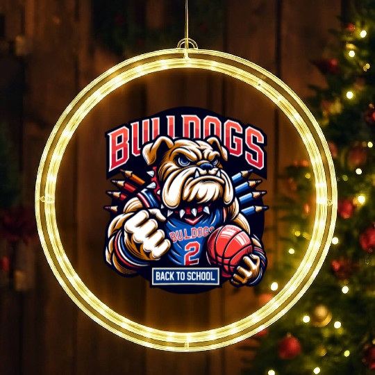 Bulldogs Mascot Back To School Team Spirit LED Christmas Window Lights