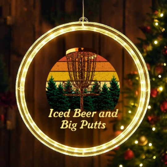 Iced Beer and Big Putts Disc Golf Beer Lover Golfe LED Christmas Window Lights