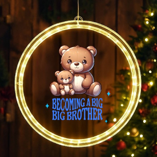Soon I'll Be A Big Brother Cute Teddy Bears LED Christmas Window Lights
