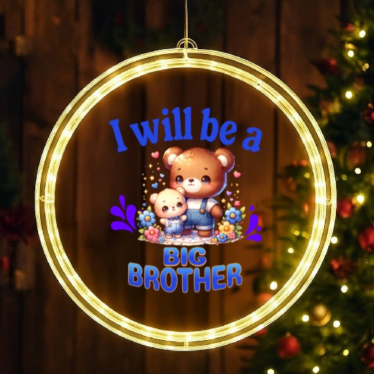 I'm Going To Be A Big Brother Cute Teddy Bears, LED Christmas Window Lights