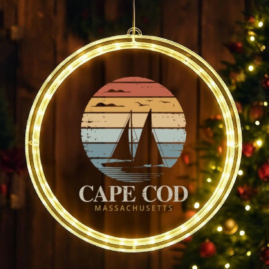 Cape Cod Vintage SunsetMassachusetts Sailing LED Christmas Window Lights