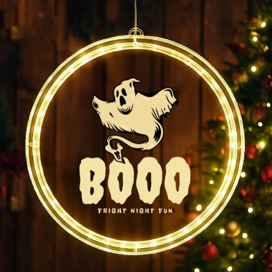 BOOO Fright Night Fun Ghost Halloween LED Christmas Window Lights