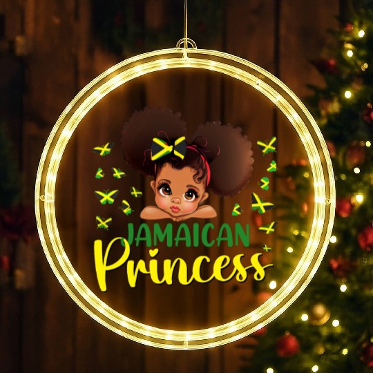 Jamaica Princess Flag for Girls Jamaican Pride LED Christmas Window Lights