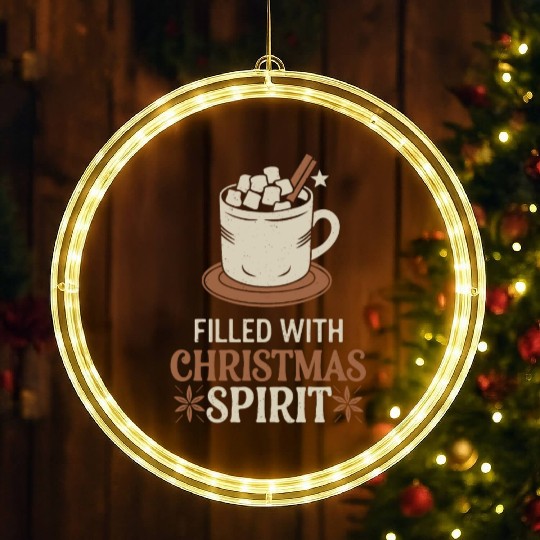Filled With Christmas Spirit Mug and Marshmallows LED Christmas Window Lights