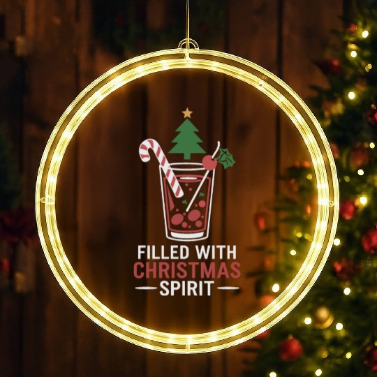 Filled With Christmas Spirit Festive Drink Design LED Christmas Window Lights