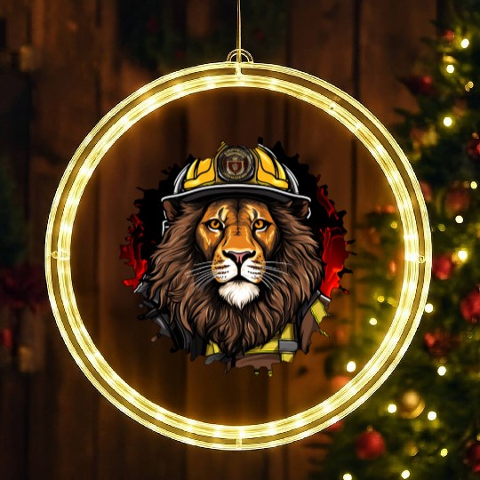 Lion Firefighter LED Christmas Window Lights