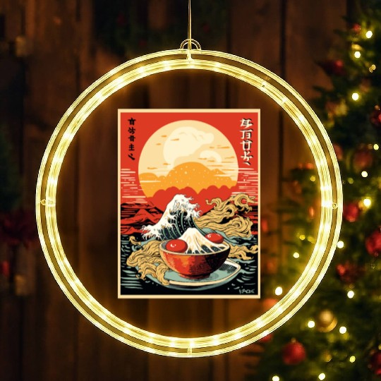 Parody Japanese Poster Kanagawa Sushi Ramen LED Christmas Window Lights