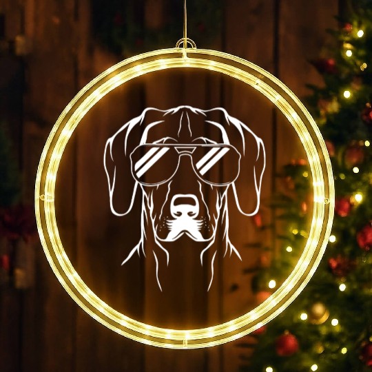 German Shorthaired Pointer Dog Wearing Glasses LED Christmas Window Lights