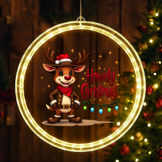 Christmas Cowboy Reindeer LED Christmas Window Lights