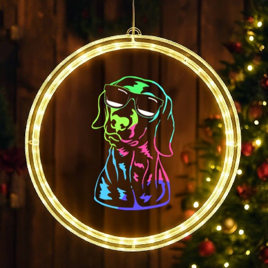 German Shorthaired Pointer GSP Dog With Sunglasses LED Christmas Window Lights