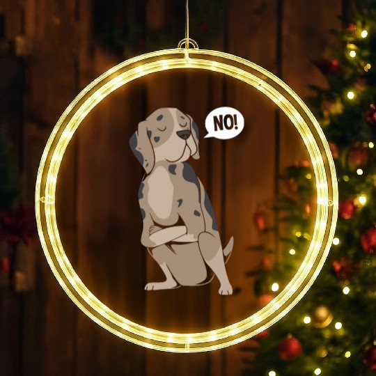 Cute Dog Saying No Catahoula Leopard Dog LED Christmas Window Lights