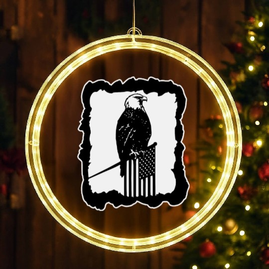 Framed Eagle On Flag Pole LIKE US ON FACEBOOK # LED Christmas Window Lights