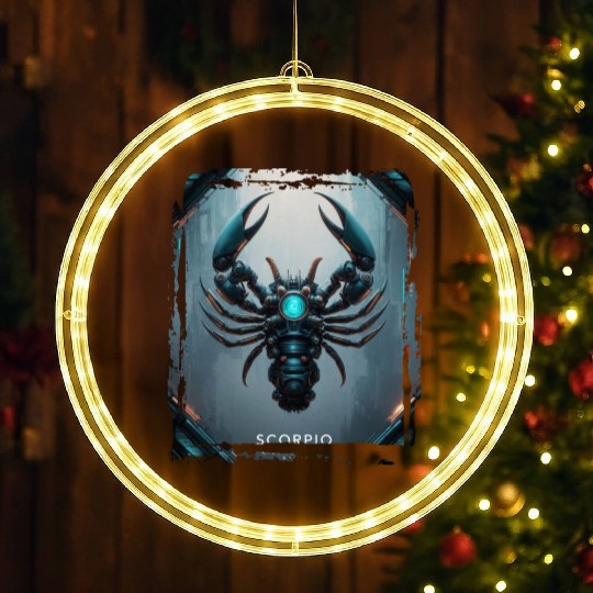 Zodiac sign Scorpio in cyberpunk era Future LED Christmas Window Lights