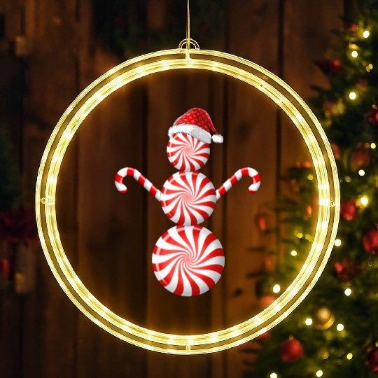 Funny Christmas LED Christmas Window Lights Peppermint Candy Snowman