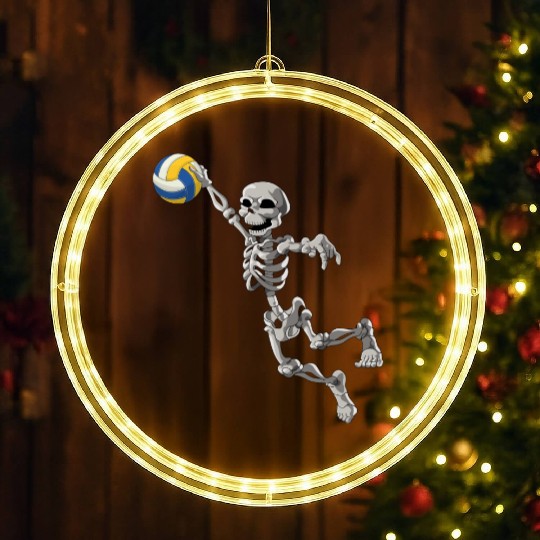 Volleyball Skeleton Volleyball Player Halloween LED Christmas Window Lights