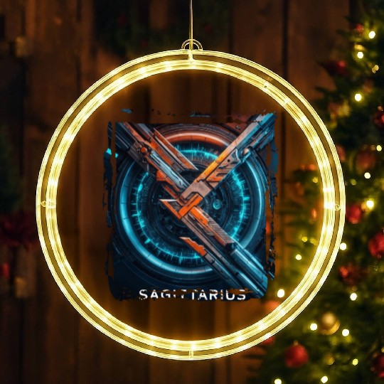 Zodiac sign Sagittarius in cyberpunk era Future LED Christmas Window Lights