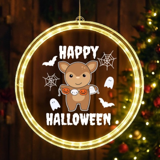 Deer Happy Halloween Pumpkin Bat Costume LED Christmas Window Lights
