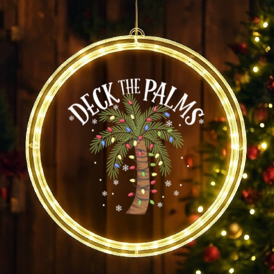 Deck The Palms Tropical Hawaii Christmas Palm Tree LED Christmas Window Lights