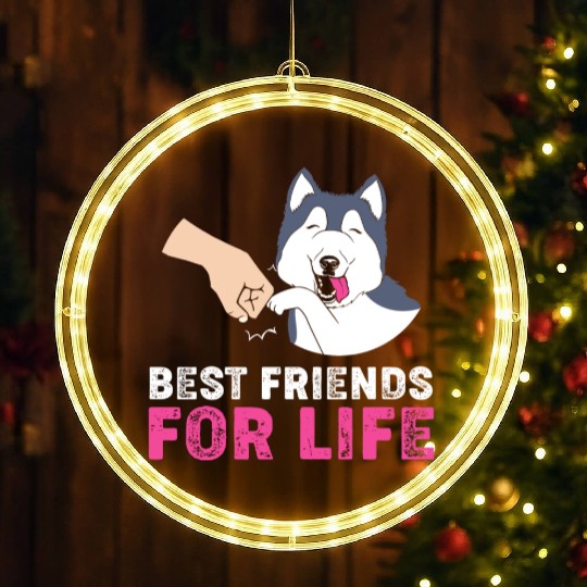 Siberian Husky Dog Lover Best Friends For Life LED Christmas Window Lights