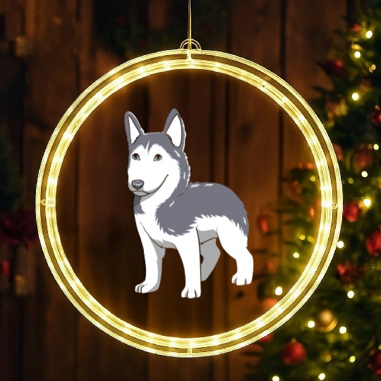Dog Lover Cute Siberian Husky Puppy LED Christmas Window Lights