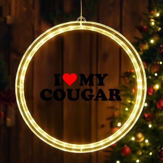 I Love Cougars Cougar Humor Valentine's Day 3WH1 LED Christmas Window Lights