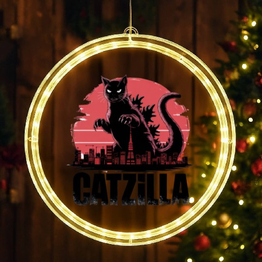 Catzilla: Fierce Feline Monster LED Christmas Window Lights