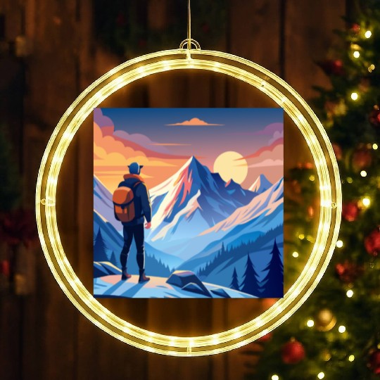 Mountain Hiking Adventure LED Christmas Window Lights
