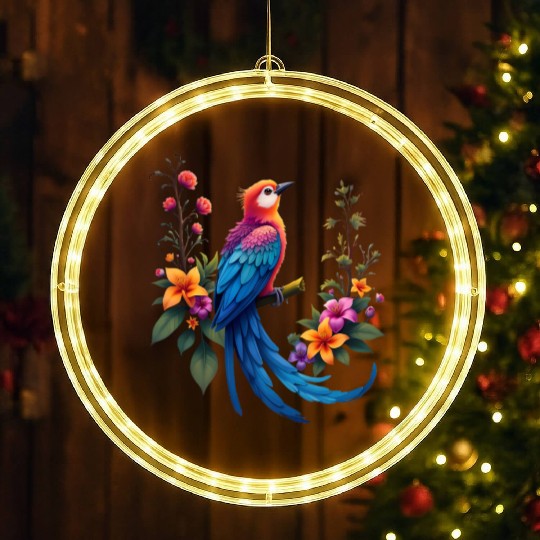 Fantastical Bird Of Paradise Painting LED Christmas Window Lights