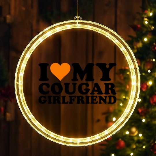 I Love Cougars Cougar Humor Valentine's Day 1WH2 LED Christmas Window Lights