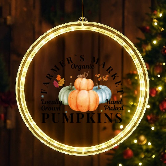Farmers Market Organic Locally Grown Pumpkins LED Christmas Window Lights