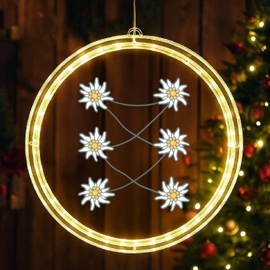 White Alps Edelweiss Flower Mountain Hiking Flower LED Christmas Window Lights