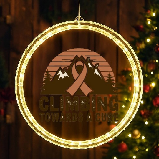 Mountain Climbing Cancer Awareness Retro Design LED Christmas Window Lights