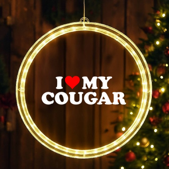 I Love Cougars Cougar Humor Valentine's Day 3BK1 LED Christmas Window Lights