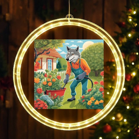 The Lone Wolf Tends His Garden LED Christmas Window Lights