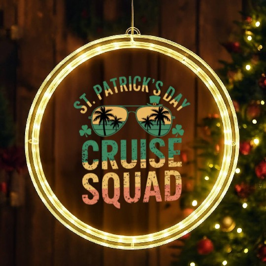 St Patrick's Day Cruise Squad Funny Family Matchin LED Christmas Window Lights