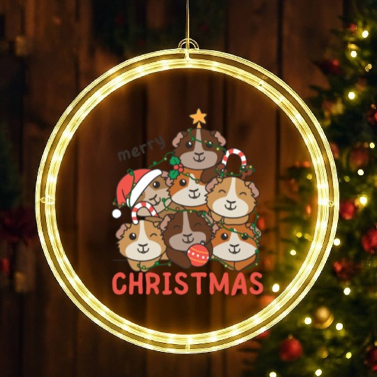 Guinea Pig Christmas Tree Merry Christmas LED Christmas Window Lights