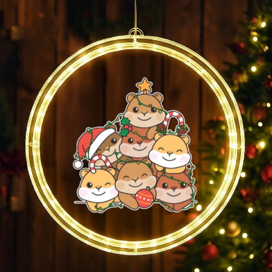 Hamster Christmas Tree Funny Animal Christmas LED Christmas Window Lights