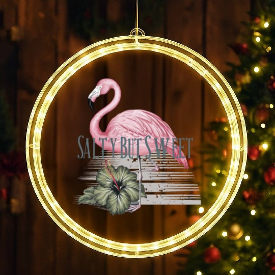 Salty but Sweet - Tropical Flamingo Vibes LED Christmas Window Lights