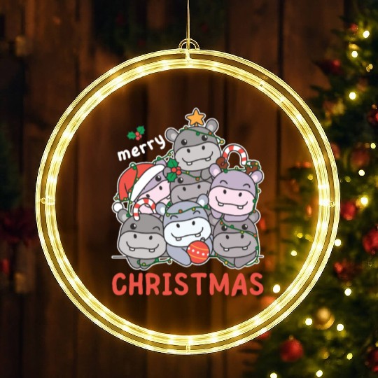 Hippo Christmas Tree Merry Christmas LED Christmas Window Lights