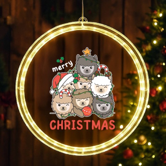 Alpaca Christmas Tree Merry Christmas LED Christmas Window Lights