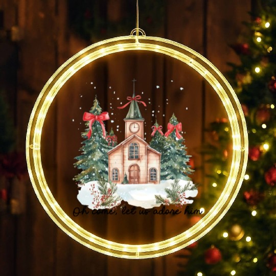 Oh Come Let Us Adore Him Funny Chrismas Jesus LED Christmas Window Lights