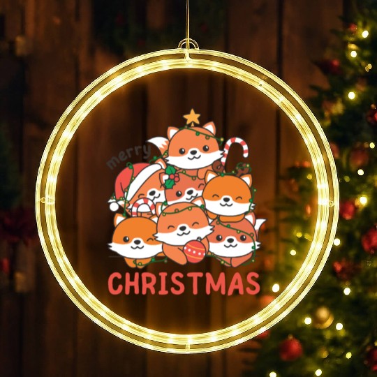 Fox Christmas Tree Merry Christmas LED Christmas Window Lights