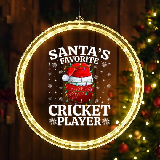 Santa's Favorite Cricket Player LED Christmas Window Lights