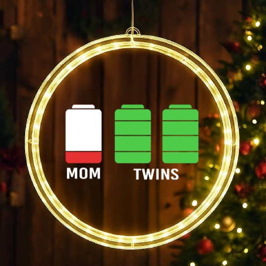 Funny Birthday Mama Twin Mom Low Battery LED Christmas Window Lights